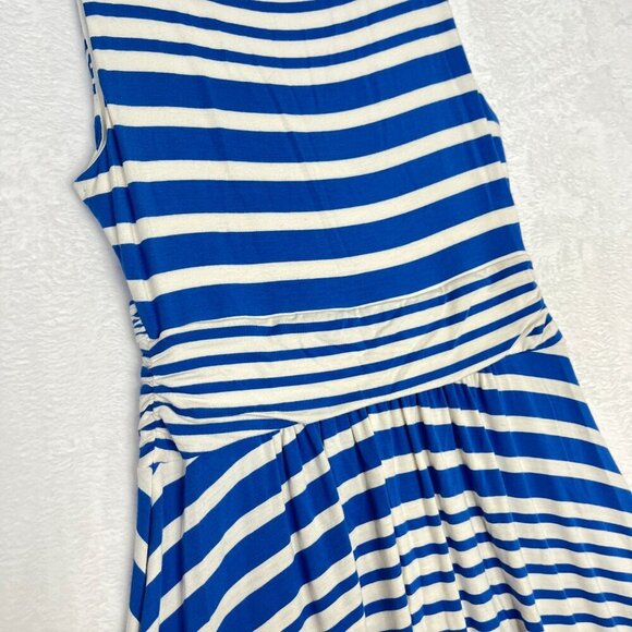 Anthropologie Maeve Kythira White & Blue Striped Dress M Greece Vacation sz L - Picture 6 of 12